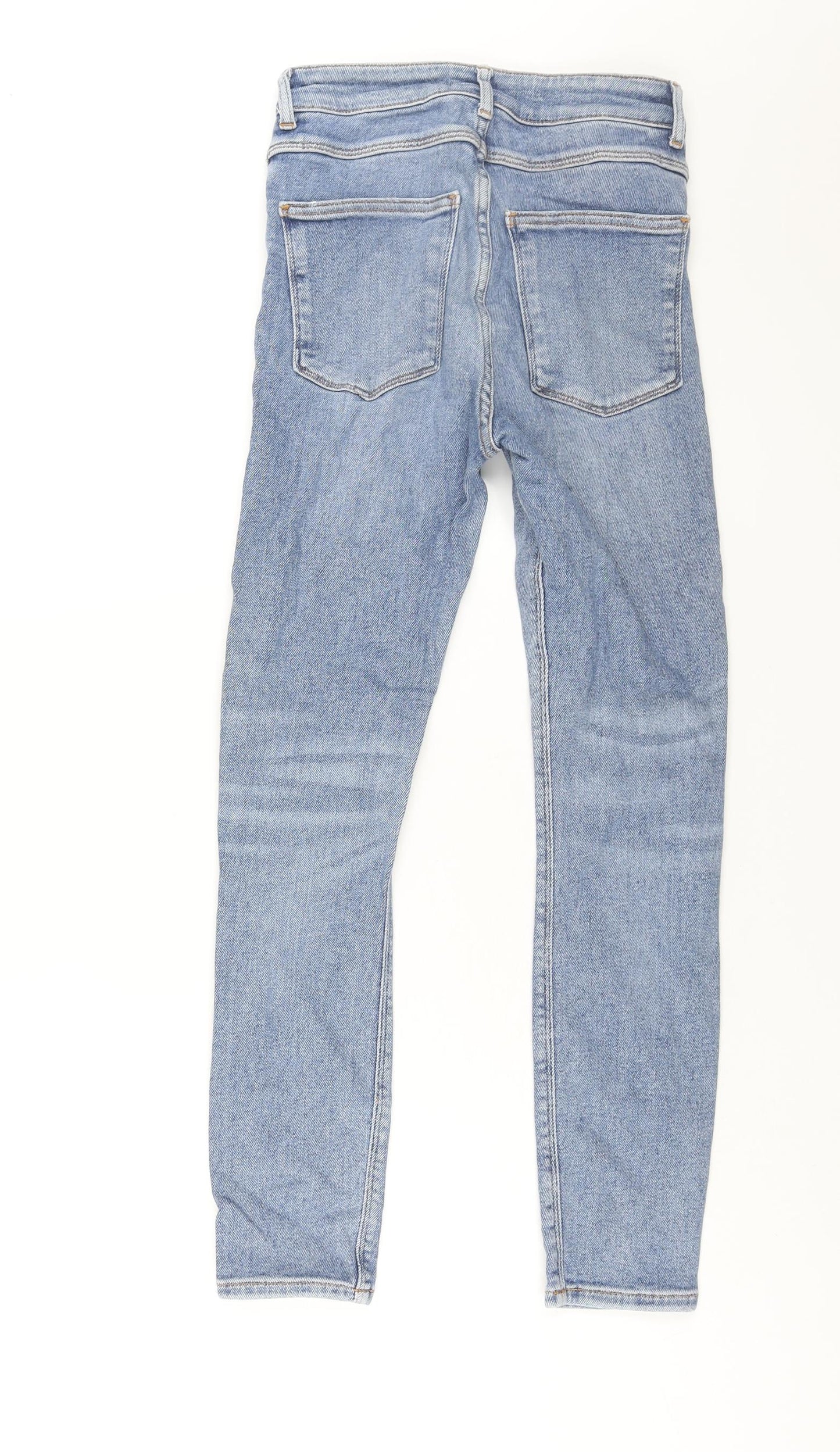Zara Womens Blue Cotton Skinny Jeans Size 8 L27 in Regular Zip