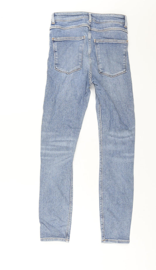 Zara Womens Blue Cotton Skinny Jeans Size 8 L27 in Regular Zip