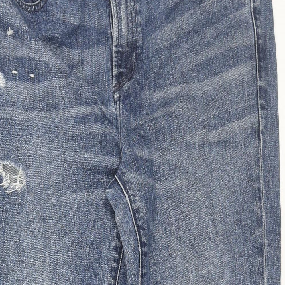 Gap Womens Blue Cotton Cropped Jeans Size 30 in L24 in Regular Zip - Splatter Detail