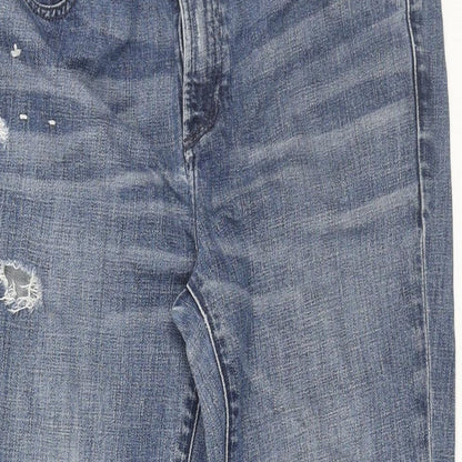 Gap Womens Blue Cotton Cropped Jeans Size 30 in L24 in Regular Zip - Splatter Detail
