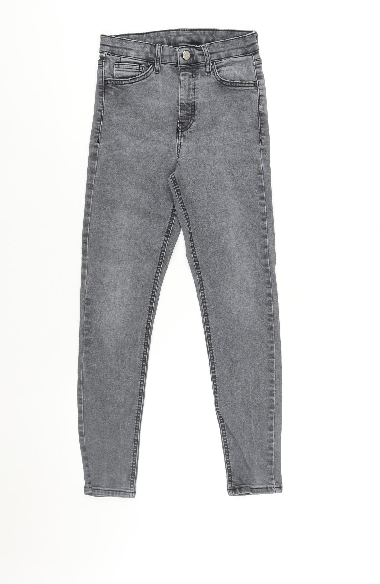 Topshop Womens Grey Cotton Skinny Jeans Size 24 in L24 in Regular Zip