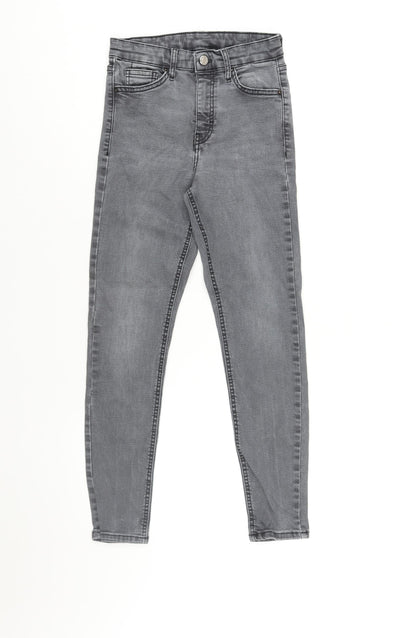 Topshop Womens Grey Cotton Skinny Jeans Size 24 in L24 in Regular Zip