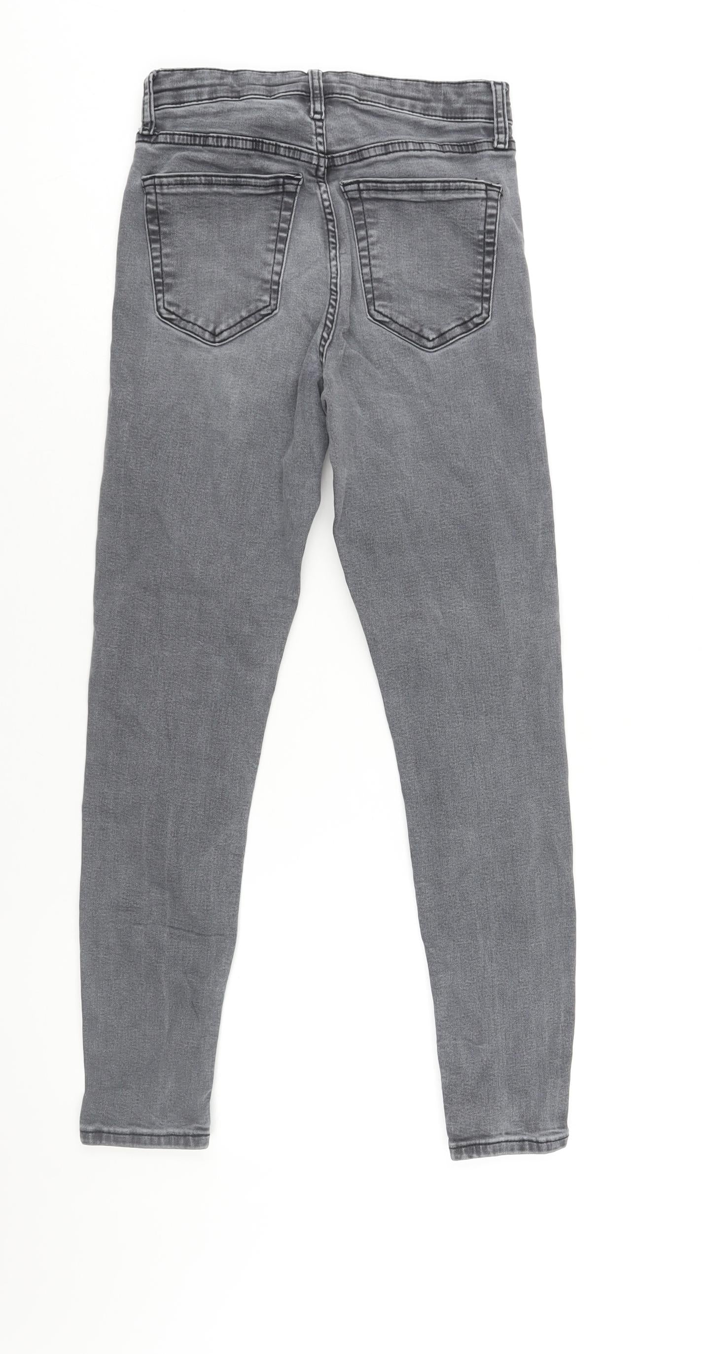 Topshop Womens Grey Cotton Skinny Jeans Size 24 in L24 in Regular Zip