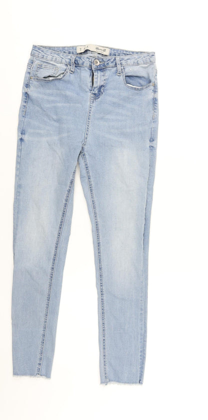 Denim & Co. Womens Blue Cotton Skinny Jeans Size 12 L25 in Regular Zip - Raw Hem