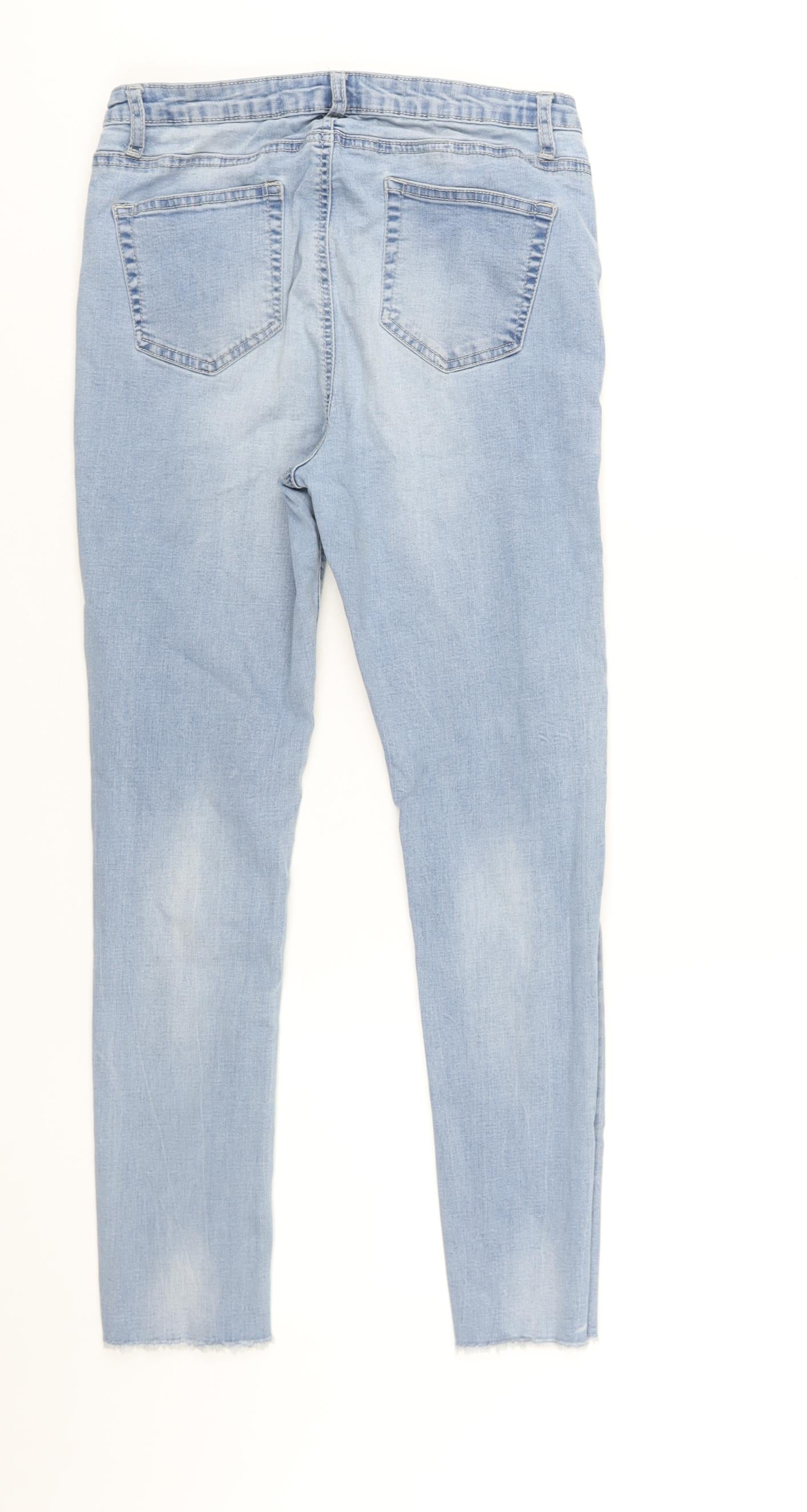 Denim & Co. Womens Blue Cotton Skinny Jeans Size 12 L25 in Regular Zip - Raw Hem