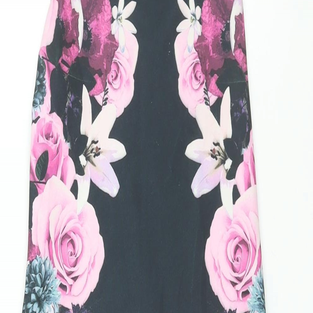 Miss Selfridge Womens Multicoloured Floral Polyester Bodycon Size 6 Square Neck Pullover