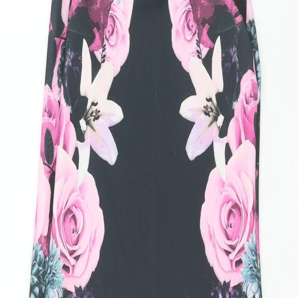 Miss Selfridge Womens Multicoloured Floral Polyester Bodycon Size 6 Square Neck Pullover