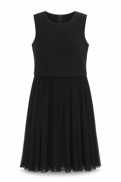 H&M Womens Black Polyester A-Line Size 10 Round Neck Zip - Pleated