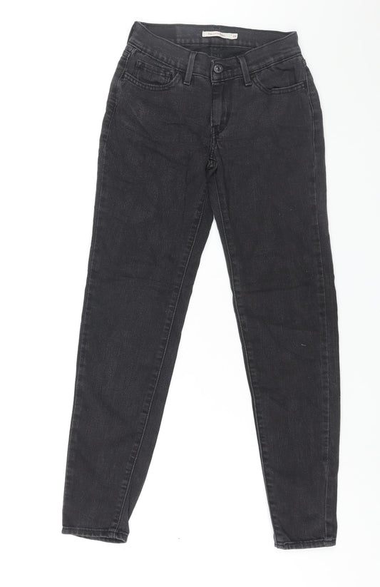 Levi's Womens Black Cotton Tapered Jeans Size 24 in L28 in Regular Zip