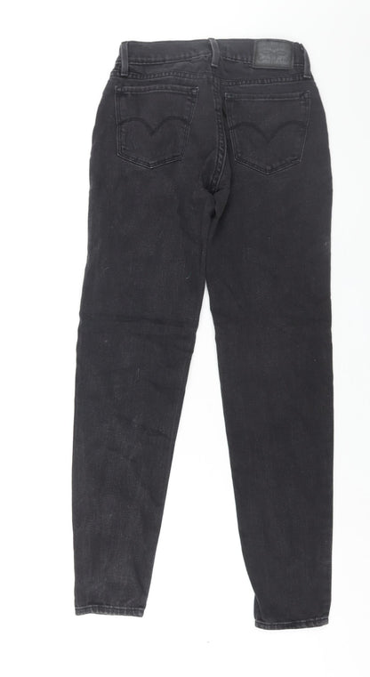 Levi's Womens Black Cotton Tapered Jeans Size 24 in L28 in Regular Zip