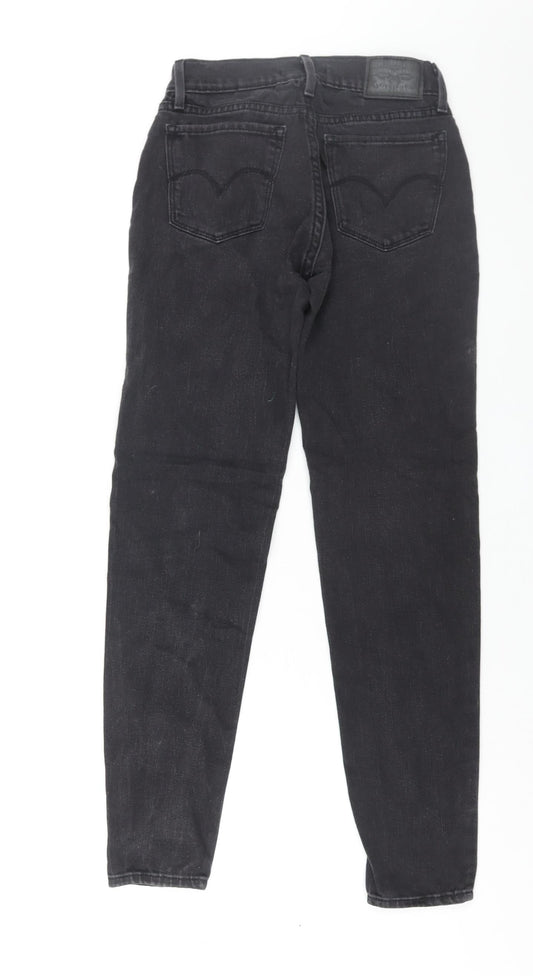 Levi's Womens Black Cotton Tapered Jeans Size 24 in L28 in Regular Zip