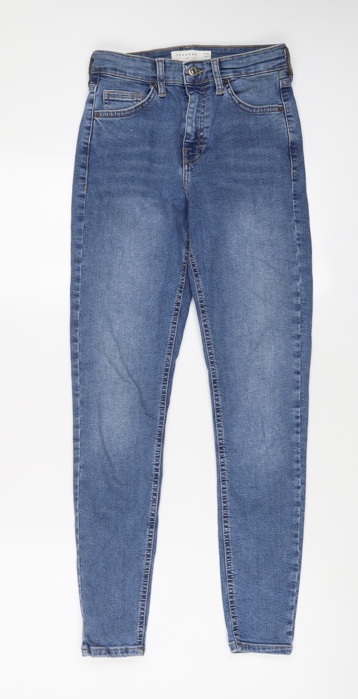 Topshop Womens Blue Cotton Skinny Jeans Size 26 in L27 in Regular Zip