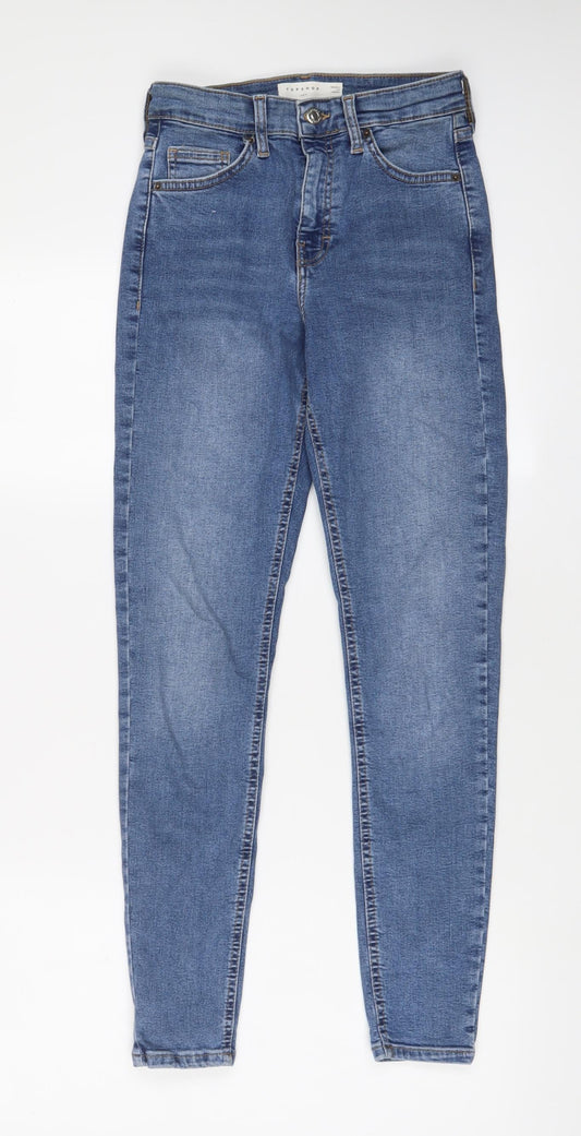 Topshop Womens Blue Cotton Skinny Jeans Size 26 in L27 in Regular Zip