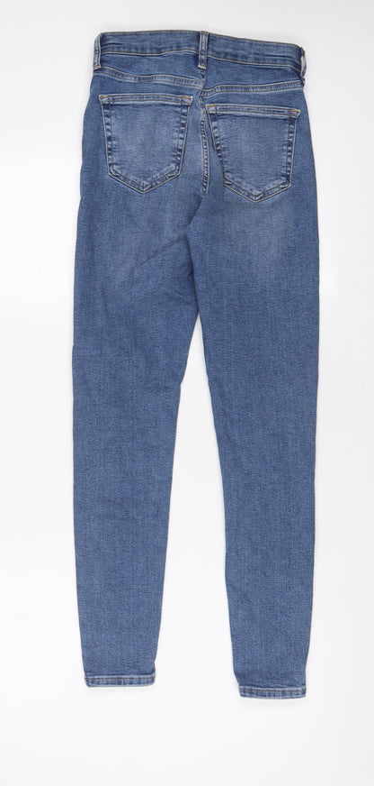 Topshop Womens Blue Cotton Skinny Jeans Size 26 in L27 in Regular Zip
