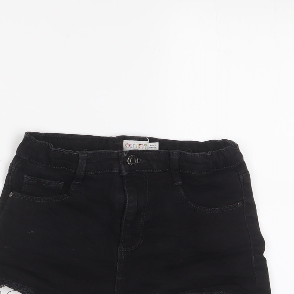 outfit Girls Black Cotton Bermuda Shorts Size 9 Years Regular Zip - Adjustable waist, Pockets