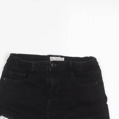 outfit Girls Black Cotton Bermuda Shorts Size 9 Years Regular Zip - Adjustable waist, Pockets