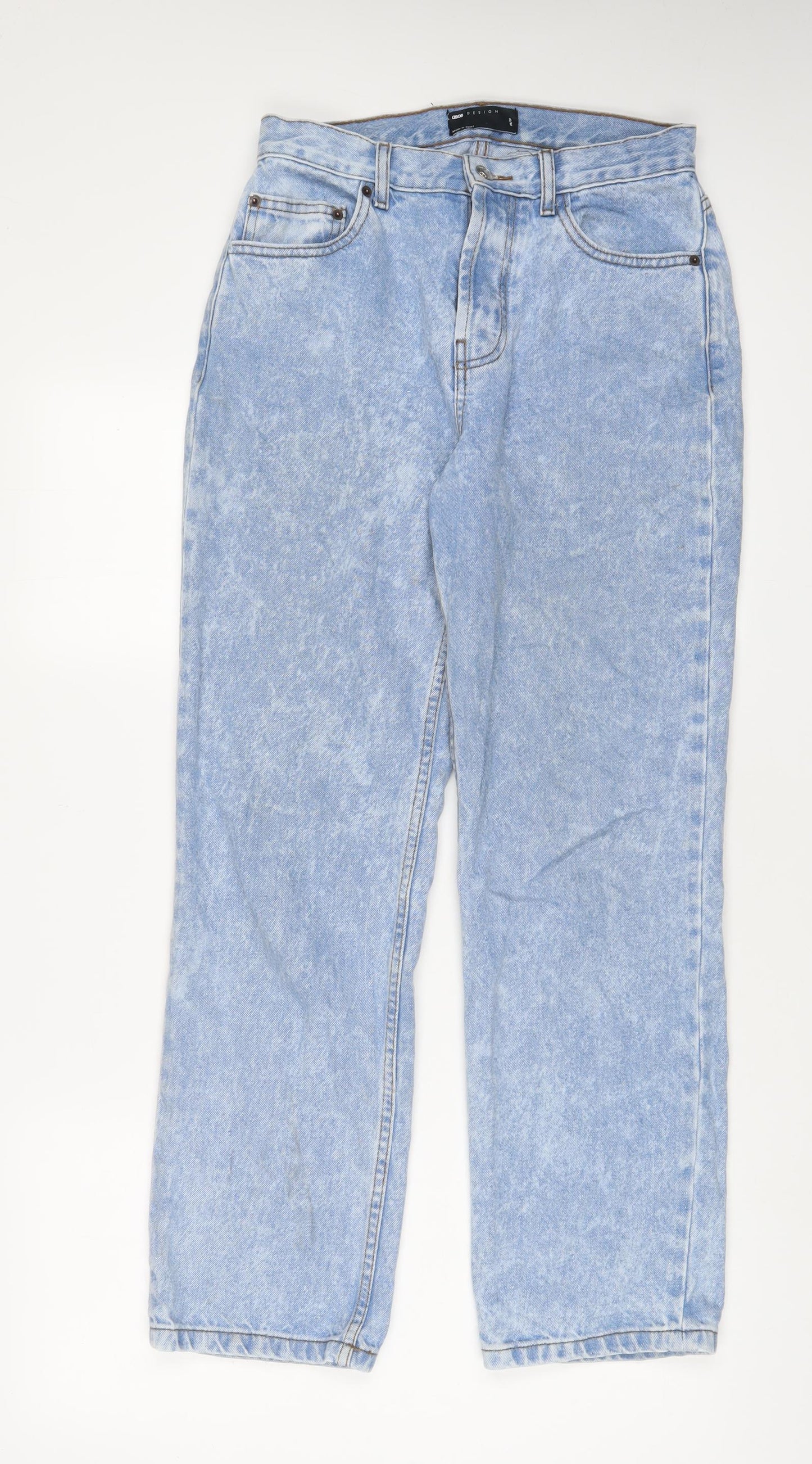 ASOS Womens Blue Cotton Straight Jeans Size 28 in L30 in Regular Button