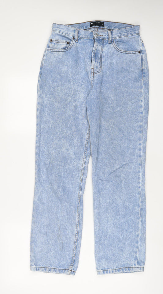 ASOS Womens Blue Cotton Straight Jeans Size 28 in L30 in Regular Button