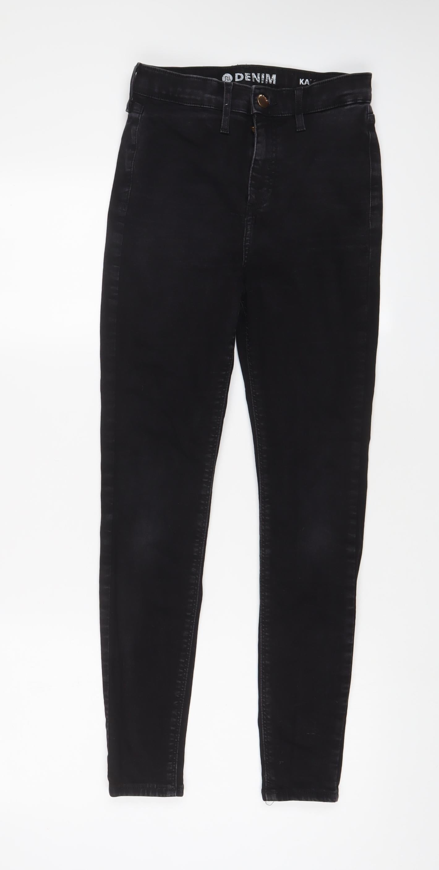 River Island Womens Black Cotton Skinny Jeans Size 10 L27 in Regular Zip