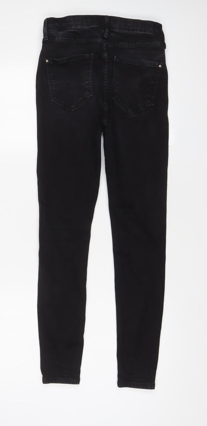 River Island Womens Black Cotton Skinny Jeans Size 10 L27 in Regular Zip