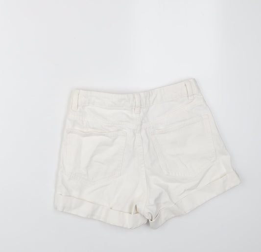 Mango Womens White Cotton Mom Shorts Size 6 L3 in Regular Zip
