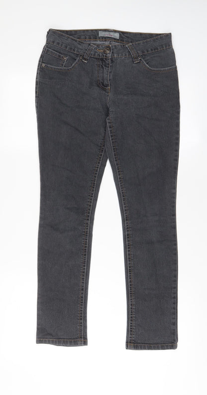 Dorothy Perkins Womens Grey Cotton Skinny Jeans Size 8 L28 in Regular Zip