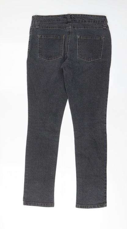 Dorothy Perkins Womens Grey Cotton Skinny Jeans Size 8 L28 in Regular Zip