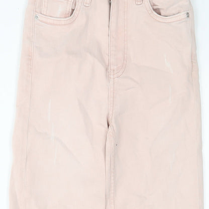 Womens UK Size 6 Marks and Spencer Slim Fit Cropped Pink Jeans
