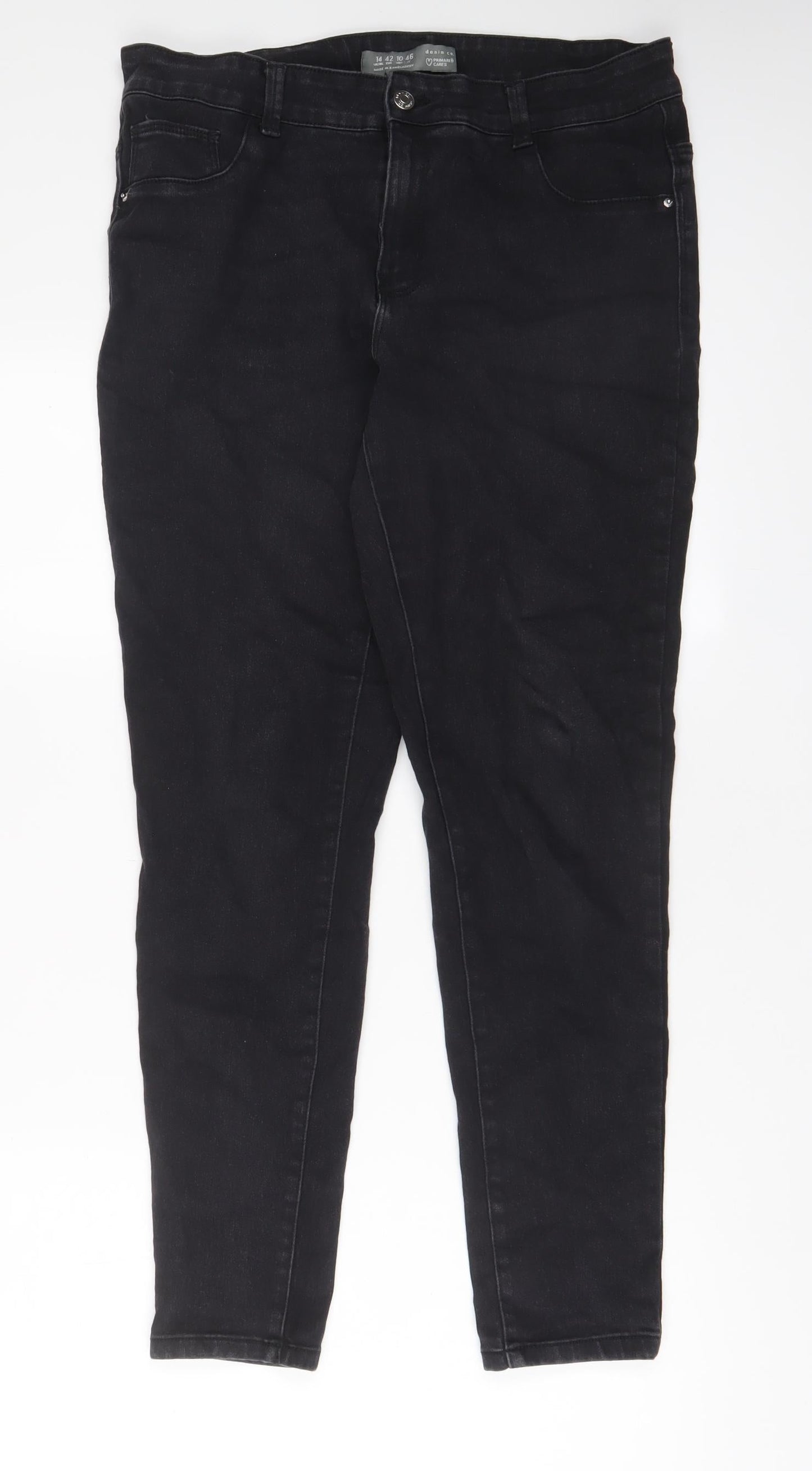 Denim & Co. Womens Black Cotton Skinny Jeans Size 14 L30 in Regular Zip