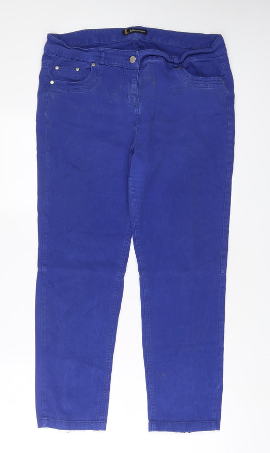 Kaleidoscope Womens Blue Cotton Skinny Jeans Size 18 L28 in Regular Zip - Ankle zip