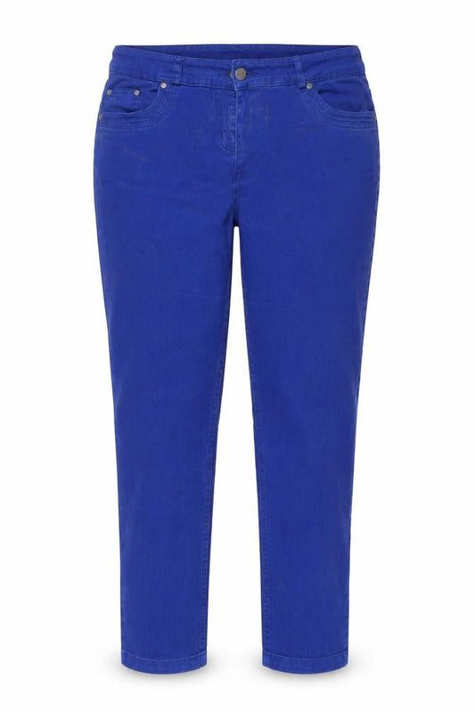 Front view of Kaleidoscope women’s blue cotton skinny jeans, size UK 18, 28-inch leg regular zip - ankle zip