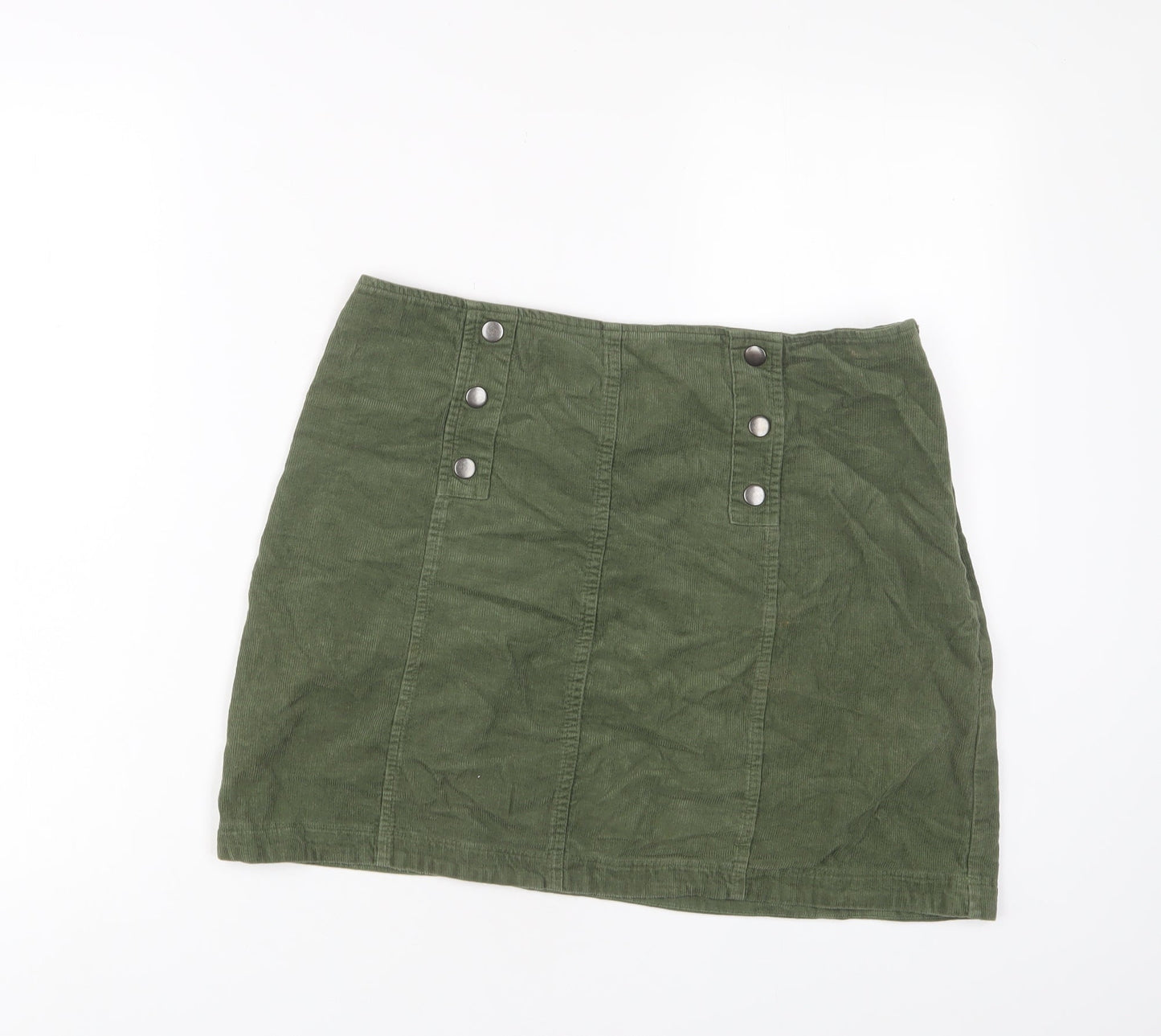 Hollister Womens Green Cotton A-Line Skirt Size L Zip
