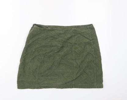 Hollister Womens Green Cotton A-Line Skirt Size L Zip