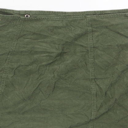 Hollister Womens Green Cotton A-Line Skirt Size L Zip