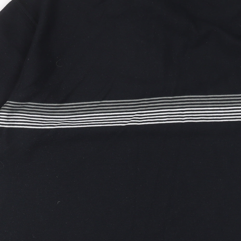 Gianni Vitoria Mens Black Striped Polyester Polo Size M Collared Button