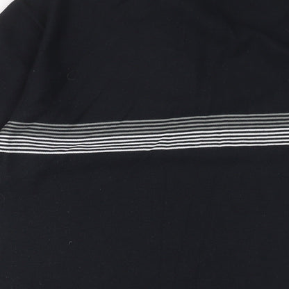 Gianni Vitoria Mens Black Striped Polyester Polo Size M Collared Button