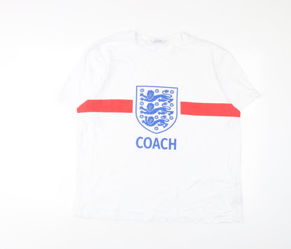 Mens UK Size L England White  T-Shirt