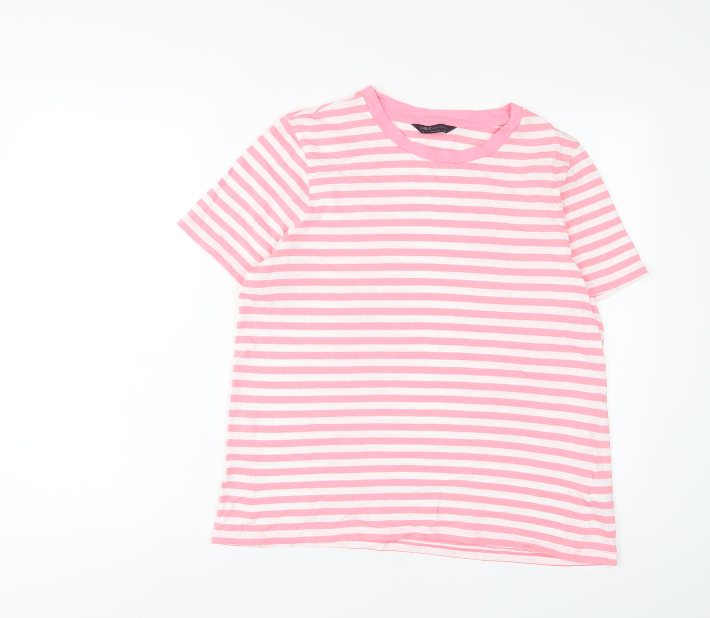 Womens UK Size 14 Marks and Spencer Pink Basic T-Shirt