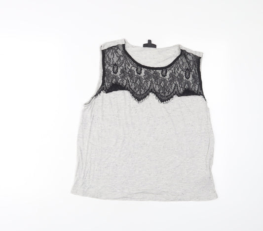 Womens UK Size 10 Topshop Grey Basic Tank