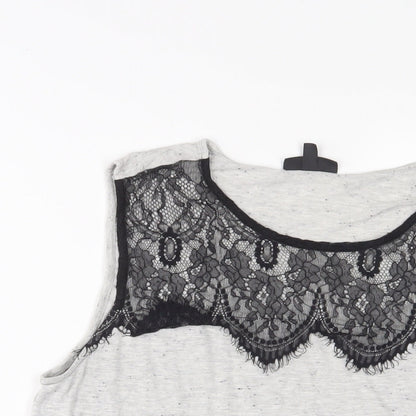 Womens UK Size 10 Topshop Grey Basic Tank