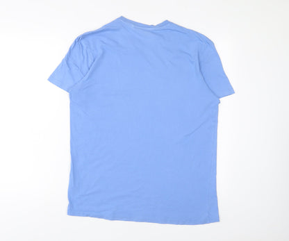 Atlantic Bay Mens Blue Cotton T-Shirt Size M Crew Neck