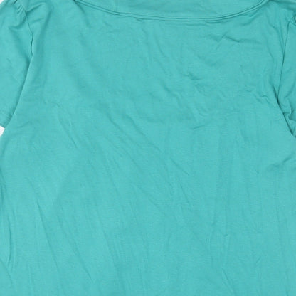 Bonmarché Womens Blue Viscose Basic T-Shirt Size 14 V-Neck - Pleated