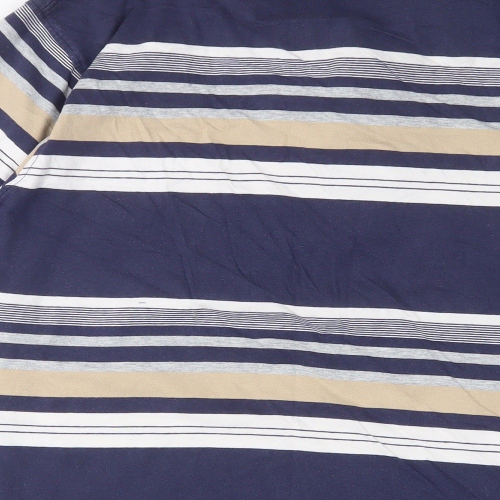 Dunnes Stores Mens Multicoloured Striped Cotton Polo Size XL Collared Button