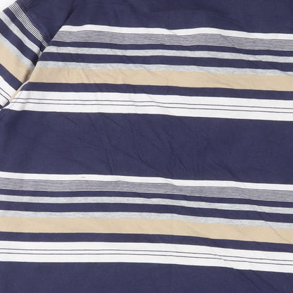 Dunnes Stores Mens Multicoloured Striped Cotton Polo Size XL Collared Button