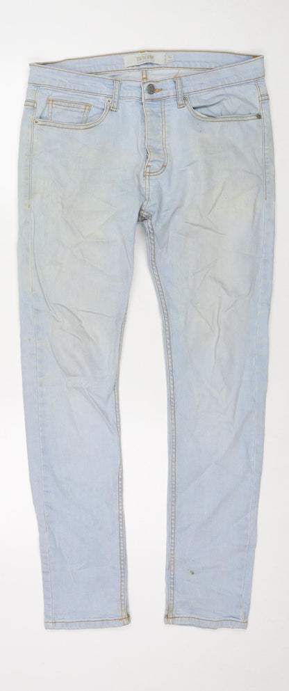 Mens UK Size 32 in Topman Regular Fit Straight Blue Jeans