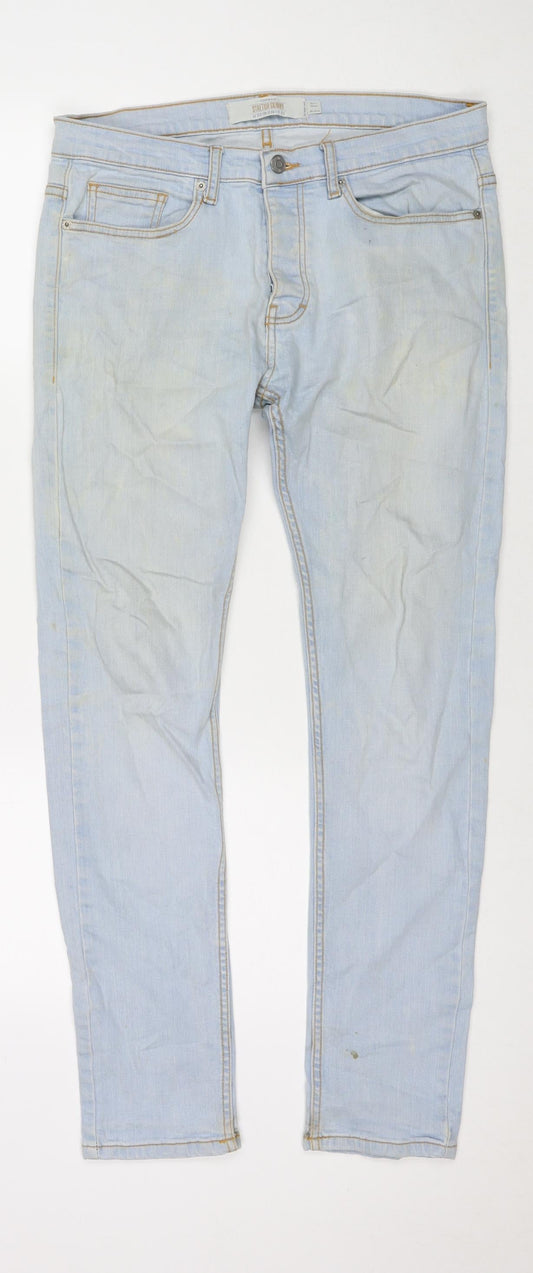 Mens UK Size 32 in Topman Regular Fit Straight Blue Jeans