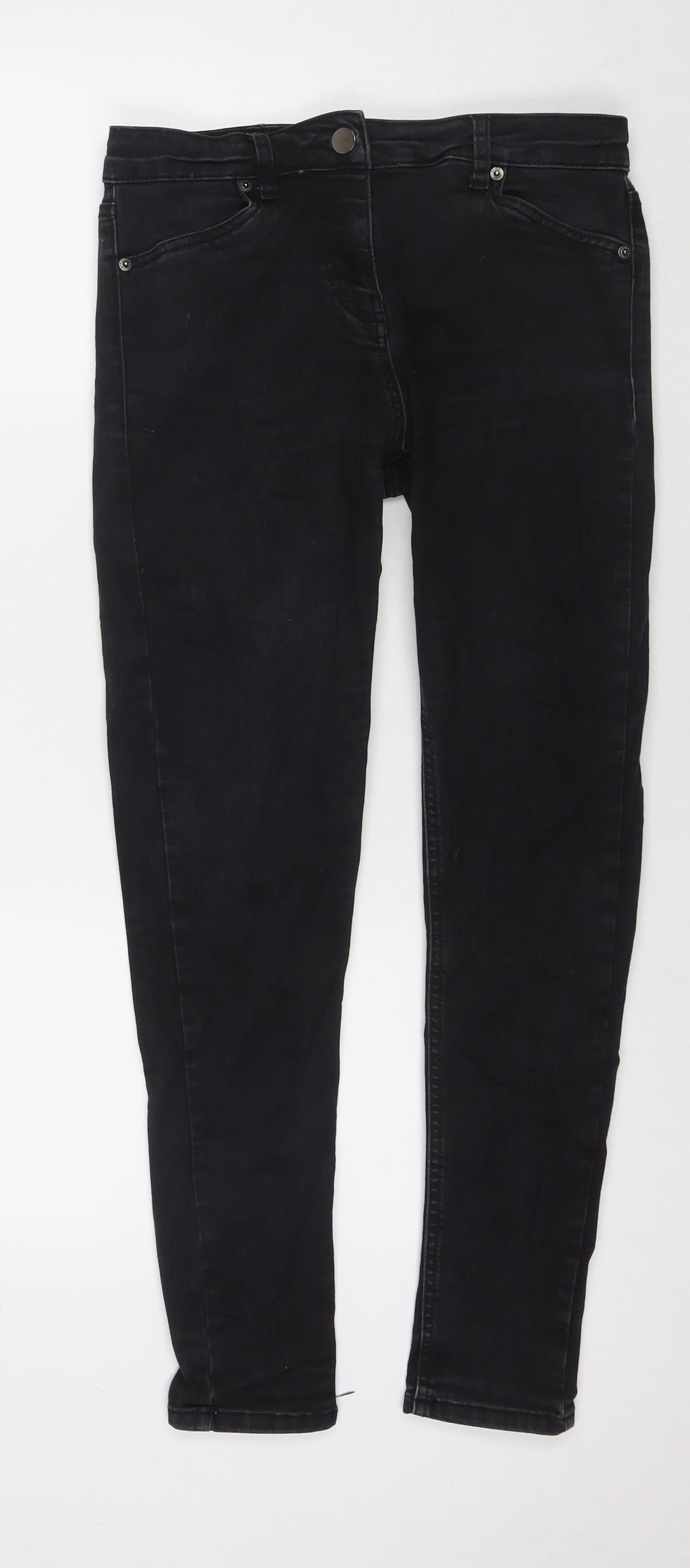 Oasis Womens Black Cotton Skinny Jeans Size 12 L29 in Regular Zip