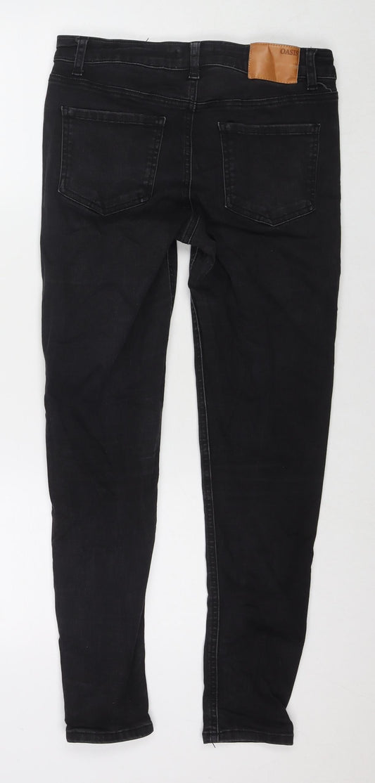 Oasis Womens Black Cotton Skinny Jeans Size 12 L29 in Regular Zip