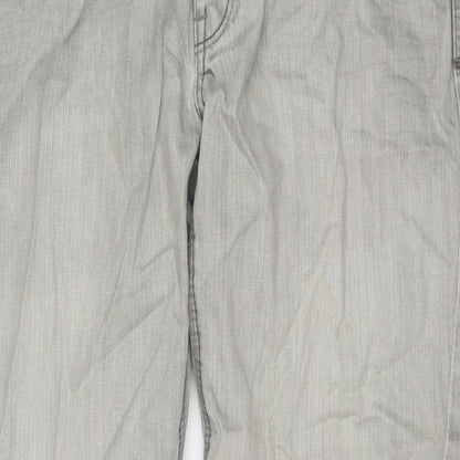 Twisted Womens Grey Cotton Straight Jeans Size 34 in L30 in Regular Zip - Embraided Flowers