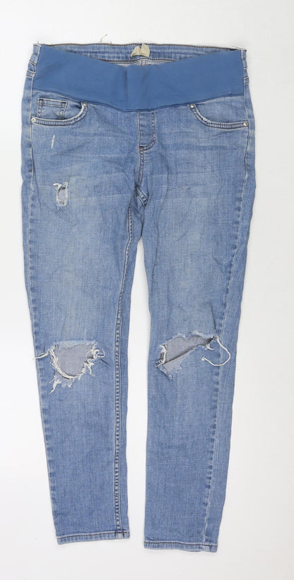 Topshop Womens Blue Cotton Skinny Jeans Size 10 L25 in Regular Zip